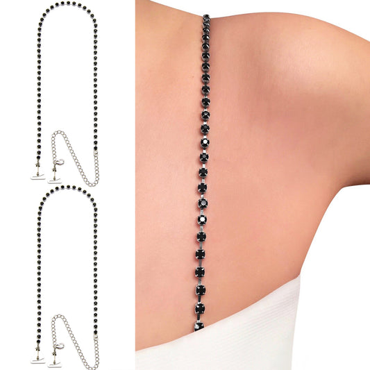 Single Row (Black) Rhinestones Dress Straps