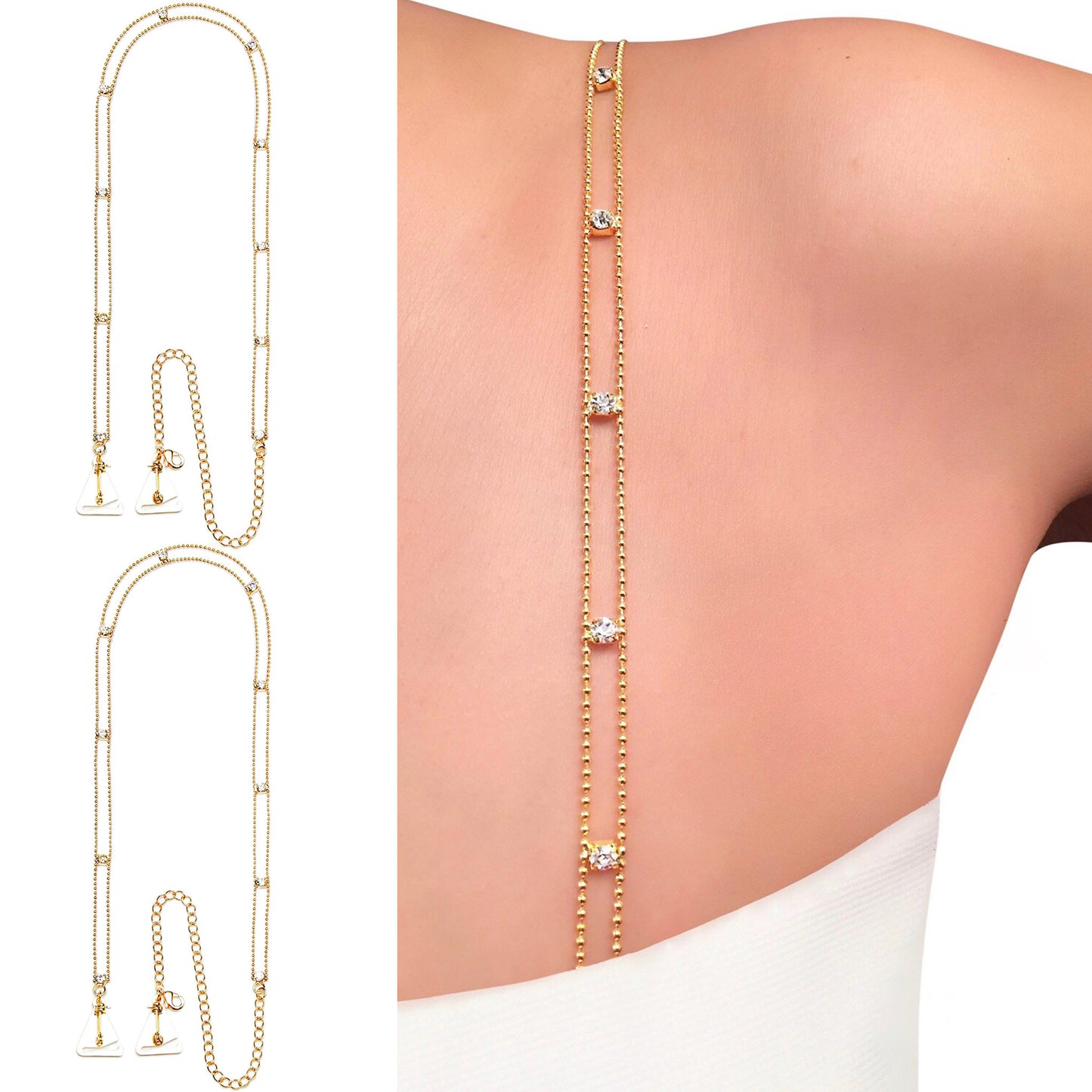 Dainty Beads (Gold) Rhinestone Dress Straps