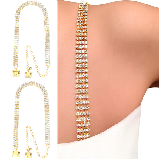 Four Row (Gold) Rhinestone Dress Straps