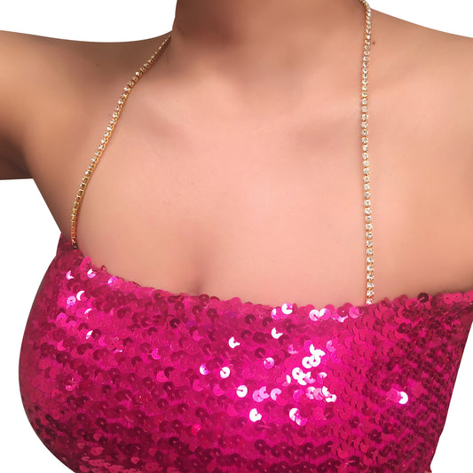 Halter Crystals Strap (Gold) for Bras, Swimsuits, Dresses