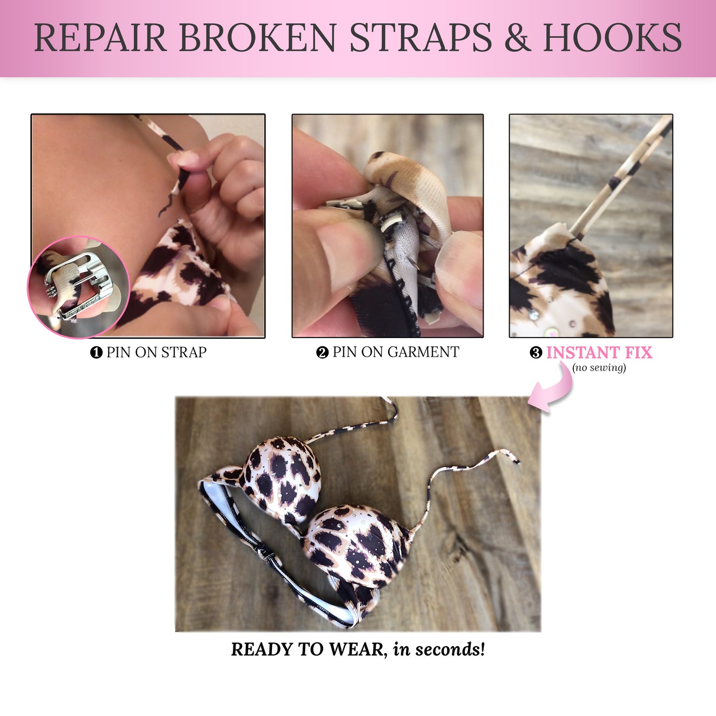 (No Sew) Swimsuit Bra Dress Hooks Replacements