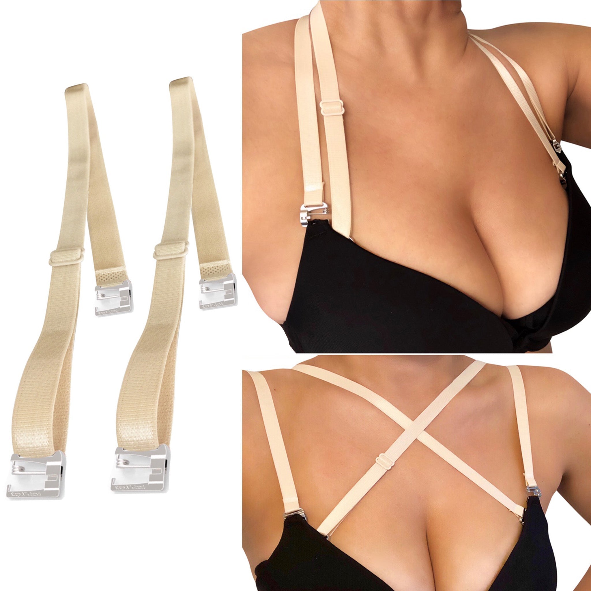 Braza Bra Converter Clip and Strap Holder - 3 Pieces - Beige, Black, Clear  at  Women's Clothing store