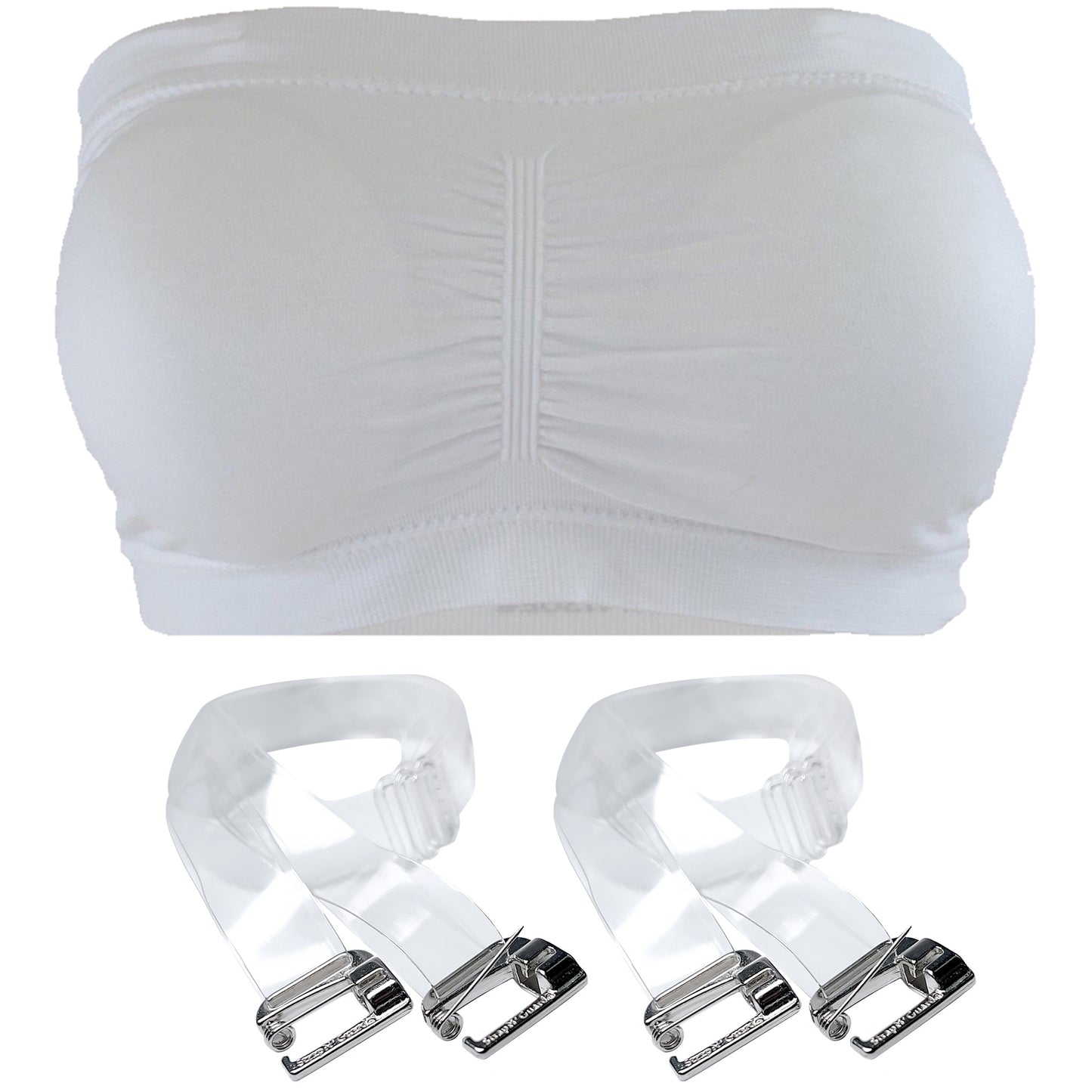 Padded Tube Top Bra (in Black, White or Nude) with Clear Straps