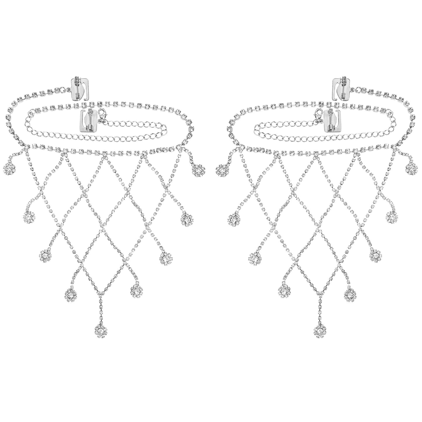 Cascades Sleeves (Silver) Rhinestone Dress Straps