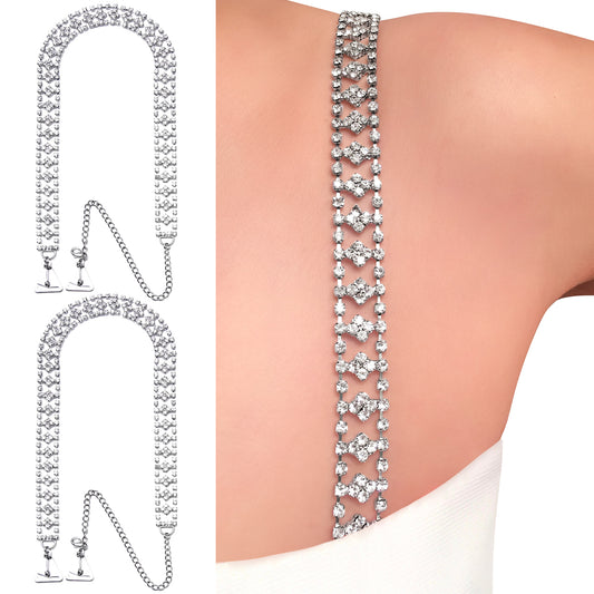 Royalty Crystals (Silver) Rhinestone Dress Straps