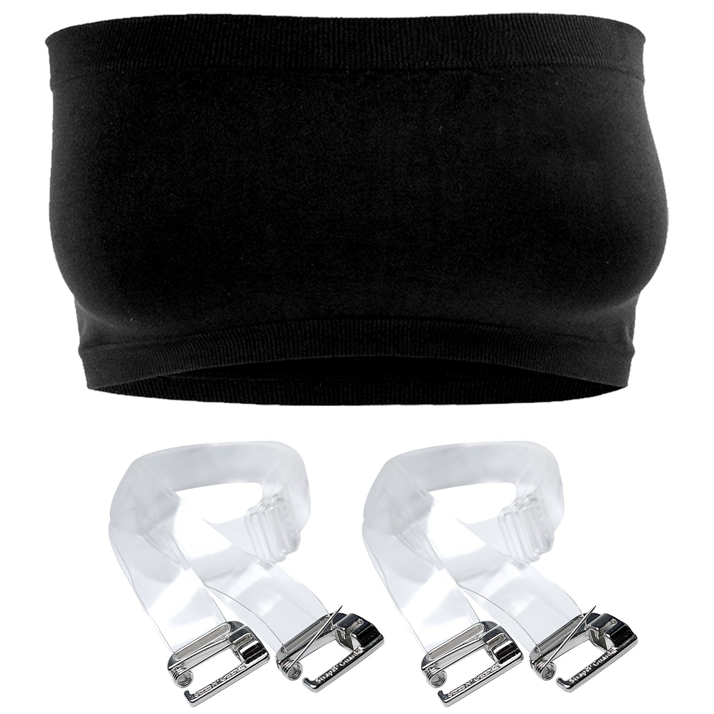 Seamless Tube Top Bra (in Black, White or Nude) with Clear Straps