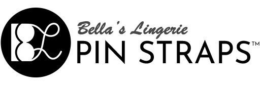 This is a logo including our company name Bella's Lingerie and our brand Pin Straps.