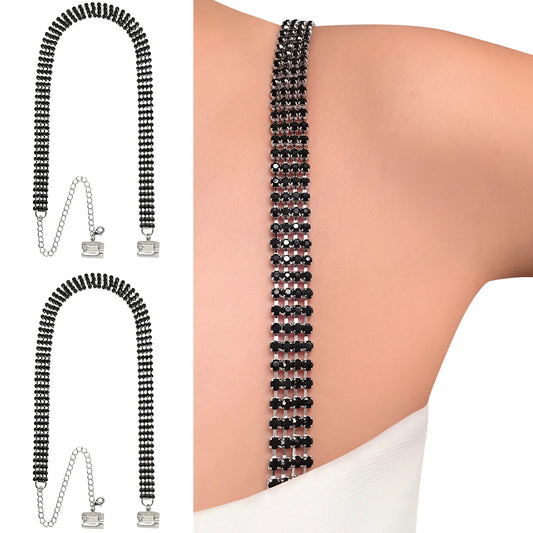 Four Row (Black) Rhinestone Dress Straps