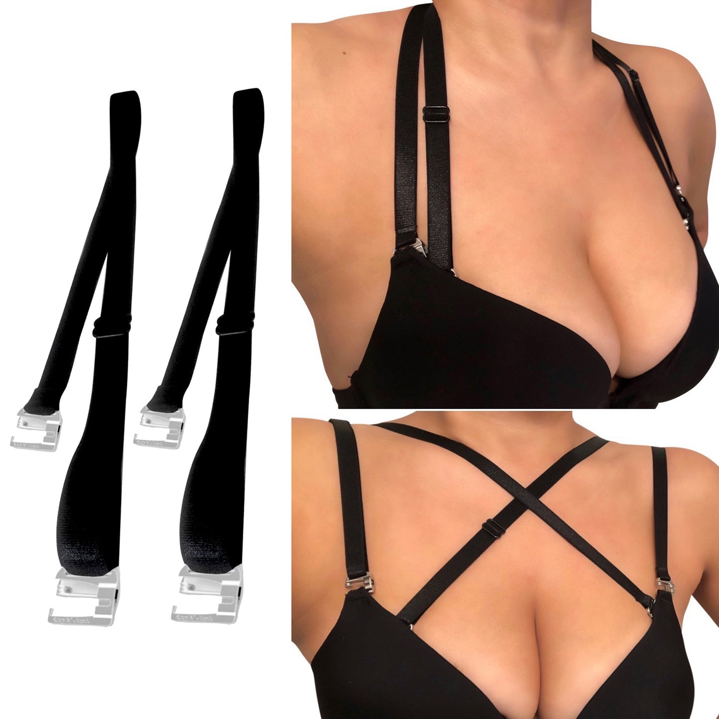 No-Slip) Replacement Bra Straps (Black)