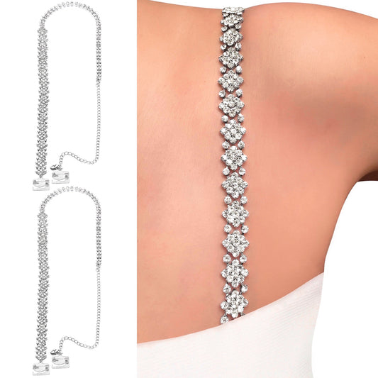 Diamond Style (Silver) Rhinestone Dress Straps