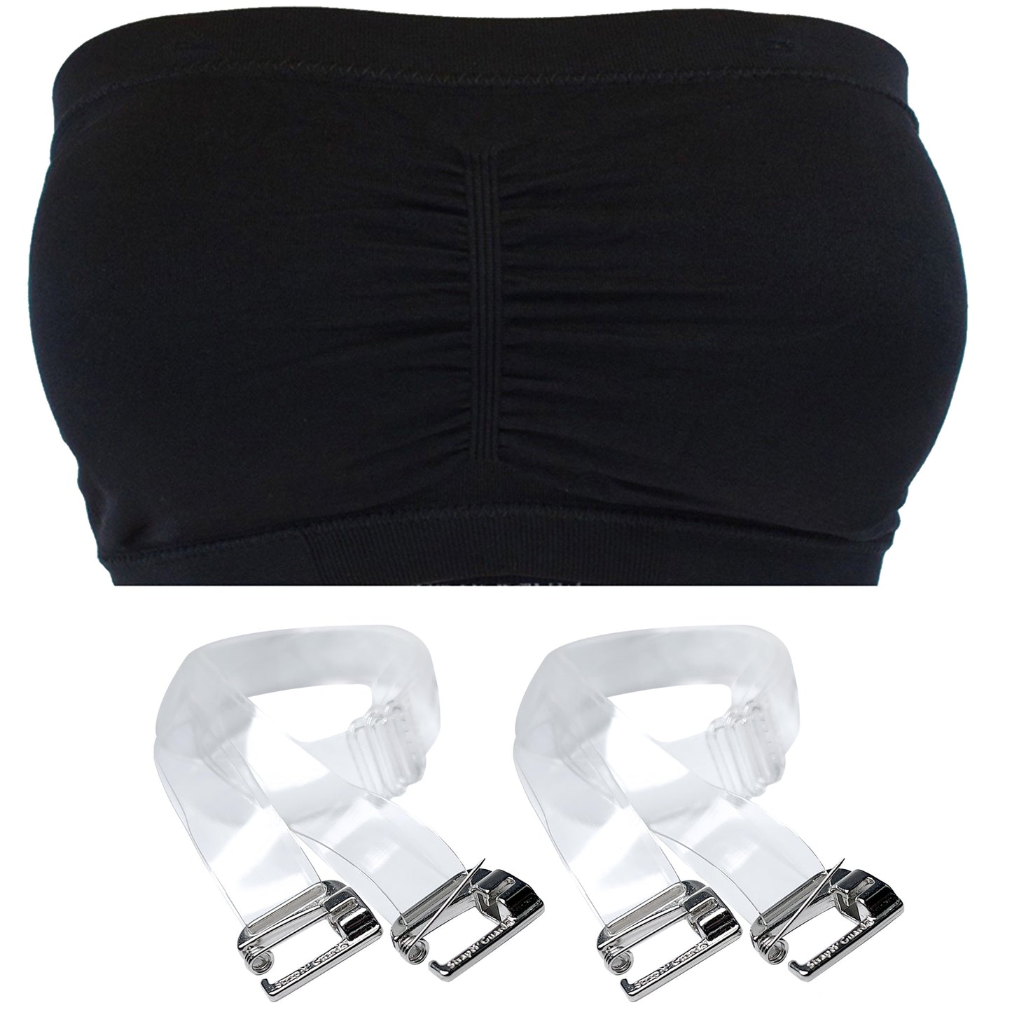 Padded Tube Top Bra (in Black, White or Nude) with Clear Straps