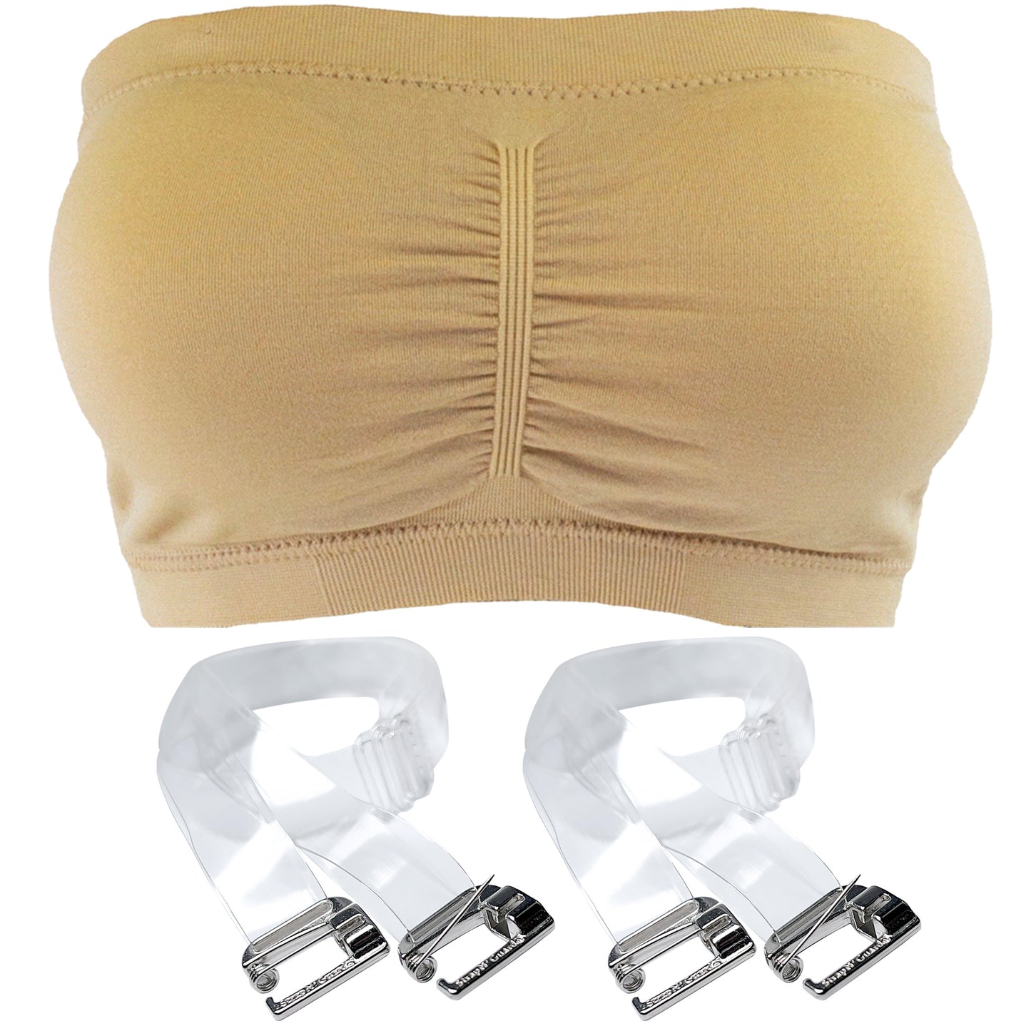 Padded Tube Top Bra (in Black, White or Nude) with Clear Straps