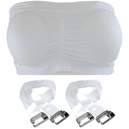 Padded Tube Top Bra (in Black, White or Nude) with Clear Straps