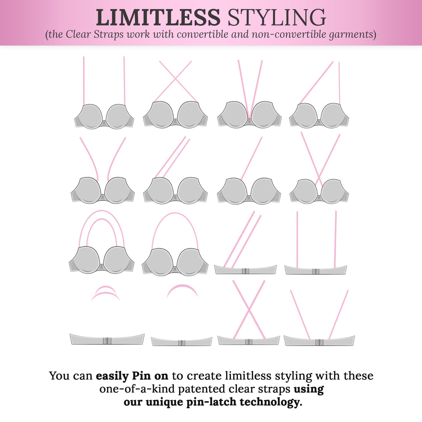 Seamless Tube Top Bra (in Black, White or Nude) with Clear Straps