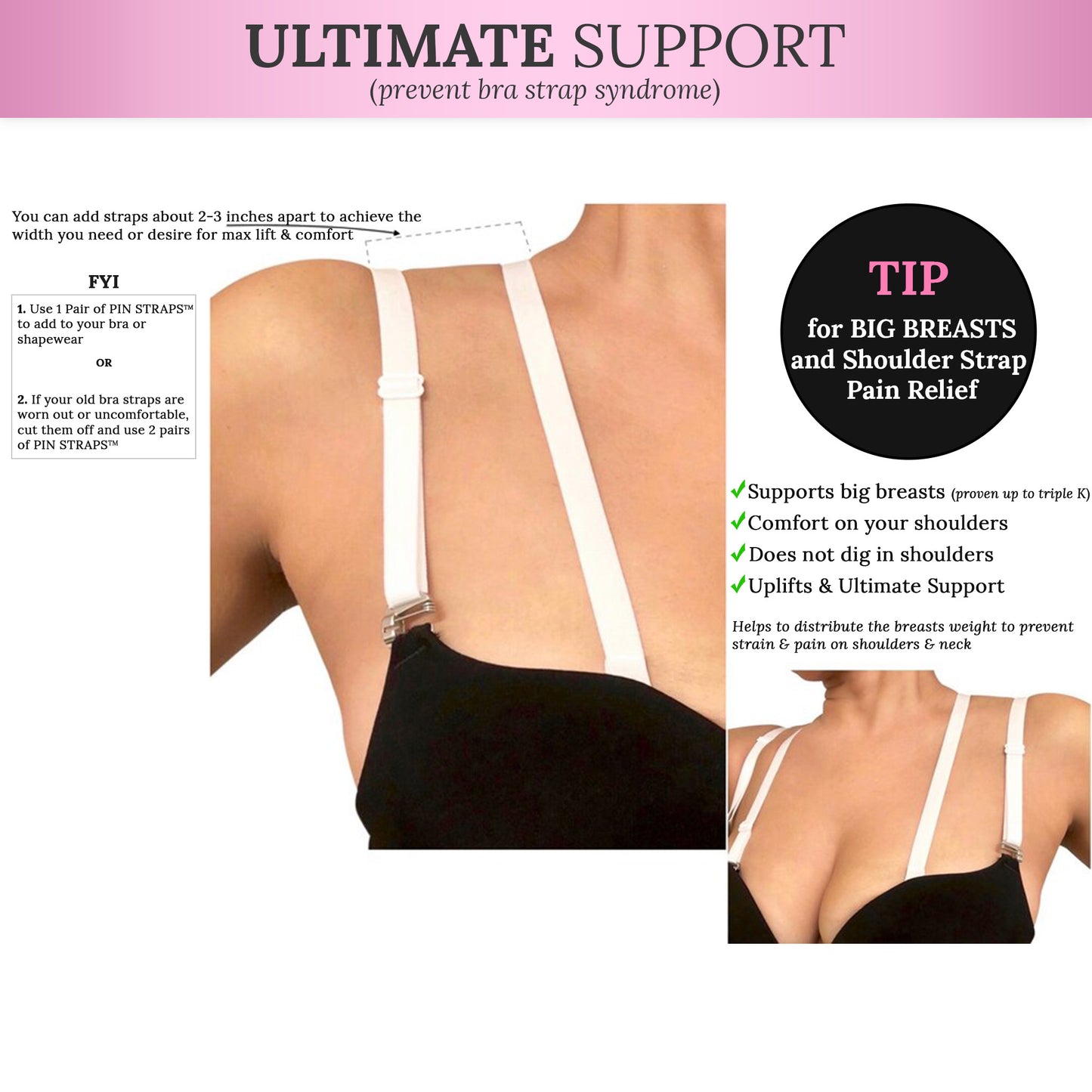 Replacement Bra Straps (White) for Bras, Swimsuits, Dresses